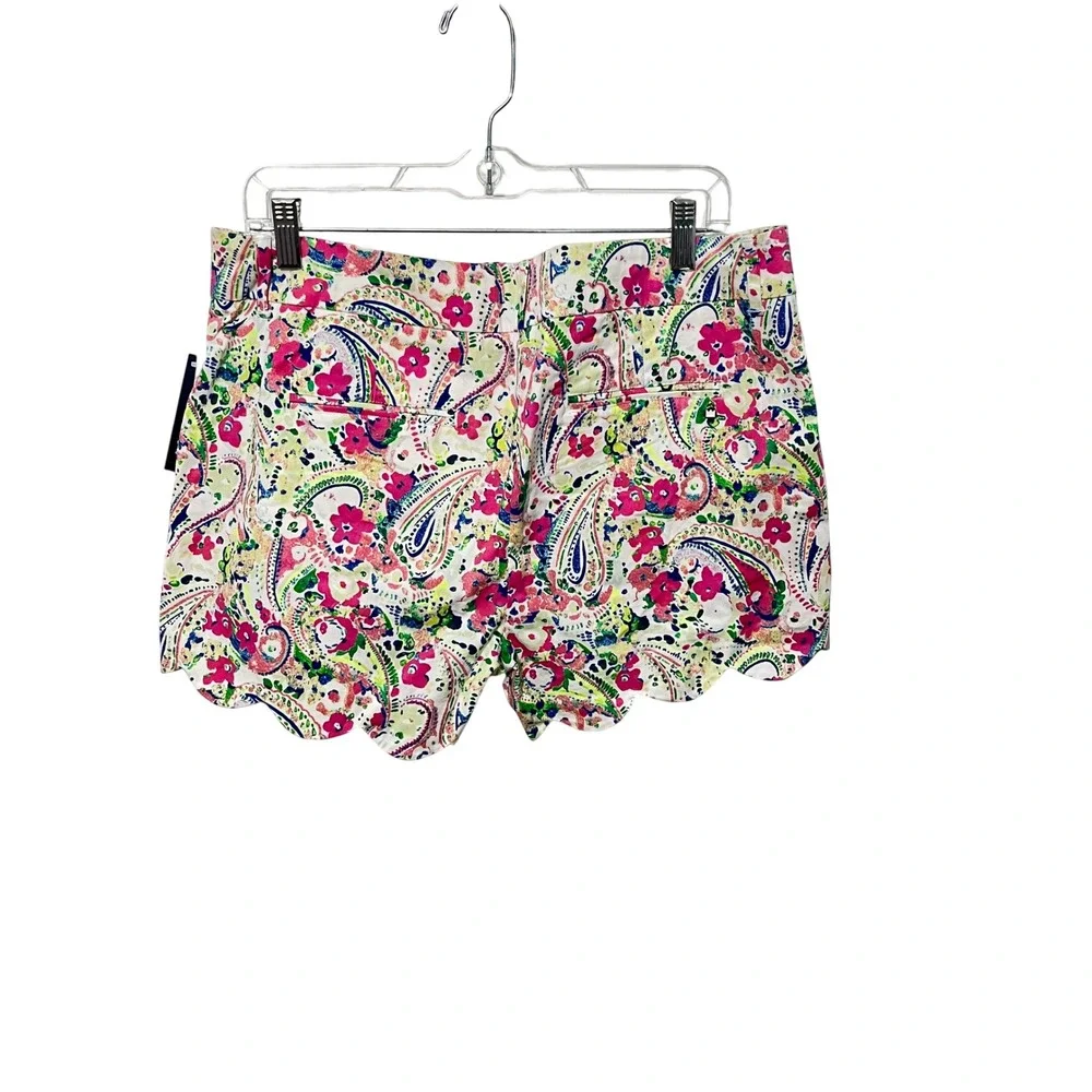 Crown & Ivy Shelby Scallop Shorts Womens 12 Pink Paisley Floral 4